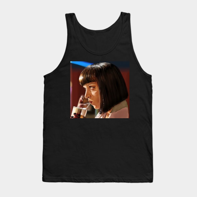 Pulp Fiction Mia Wallace Drink With Me Tank Top by Blind Art